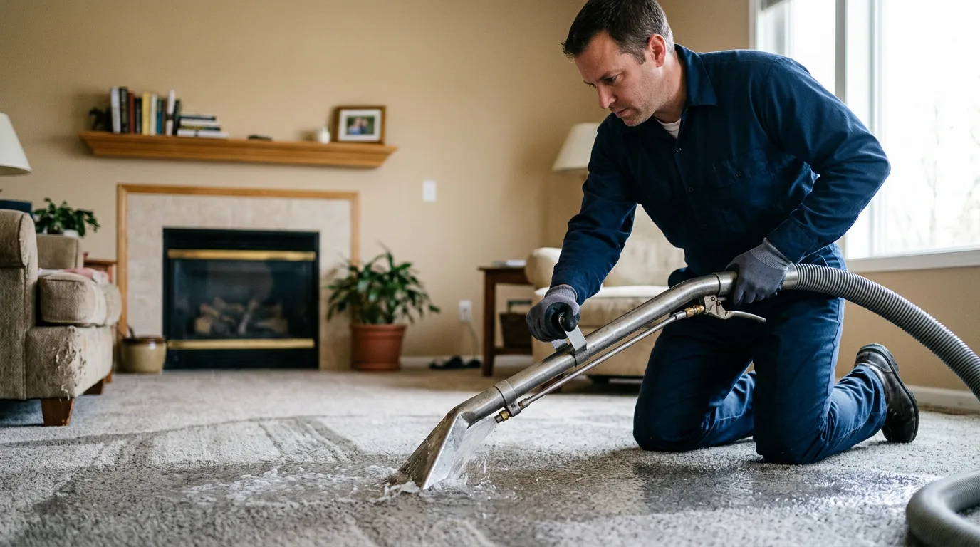 Water damage restoration technician working near Carrboro, NC